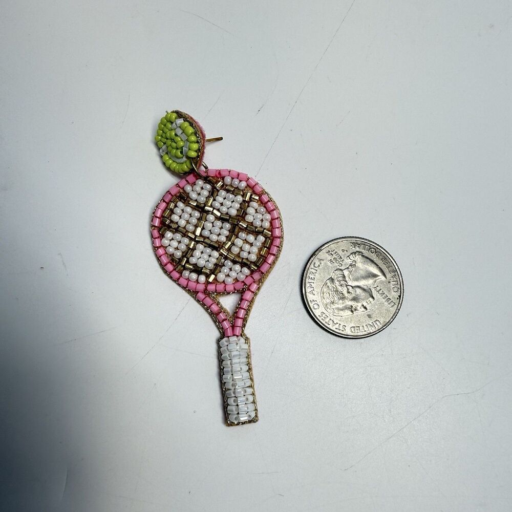 Mudpie Tennis Sports Beaded Earrings New - Picture 8 of 8